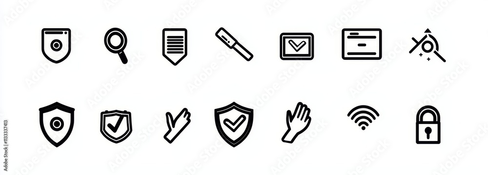 Aufkleber a range of information technology line icons. a big ui icon set designed in flat style. a pack of th