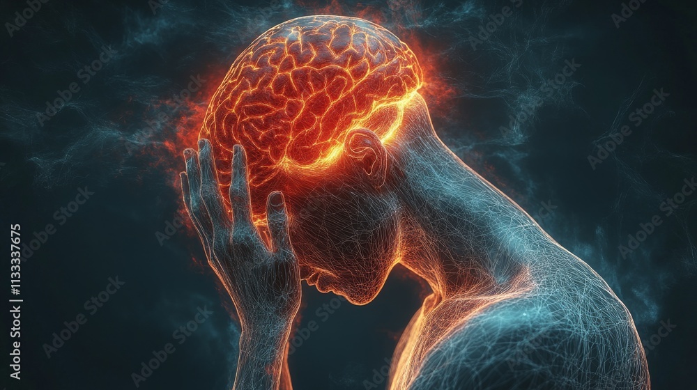 Poster anatomical visualization showcasing brain activity and neural connections in high definition