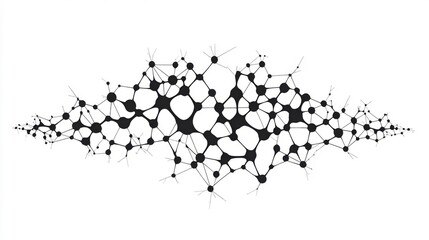 Abstract Network of Black Dots and Lines on a White Background