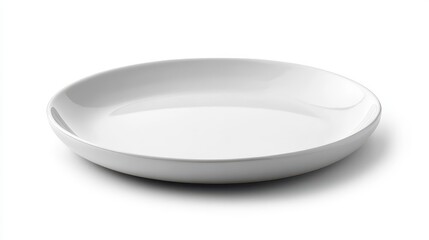 Elegant White Plate on White Background Ideal for Culinary Presentations, Restaurant Menus, and Gastronomic Photography Showcasing Minimalist Tableware Aesthetic