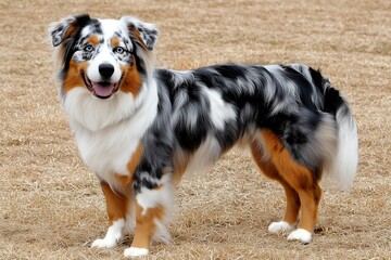 Playful australian shepherd dog in a park captured outdoor vibrant environment joyful moment