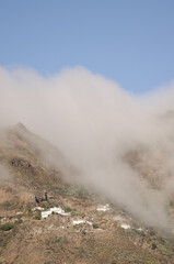 Sea of clouds descending the Tejeda caldera. Tejeda. Gran Canaria. Canary Islands. Spain.