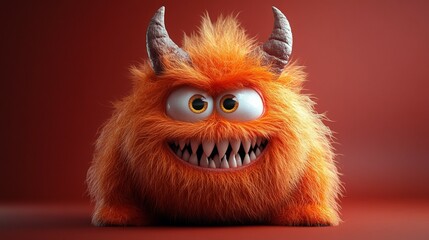 Fototapeta premium Fluffy Monster with Playful Expression, Generative AI