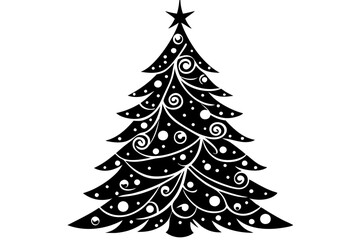 Obraz premium Elegant Christmas Tree Silhouette Vector Illustration for Holiday Designs
