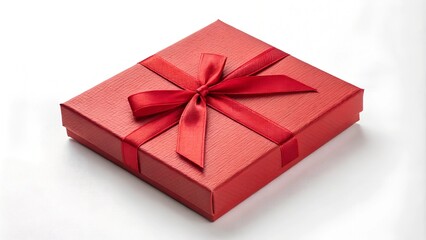 Obraz premium Festive red gift boxes with golden red ribbon bow on white background