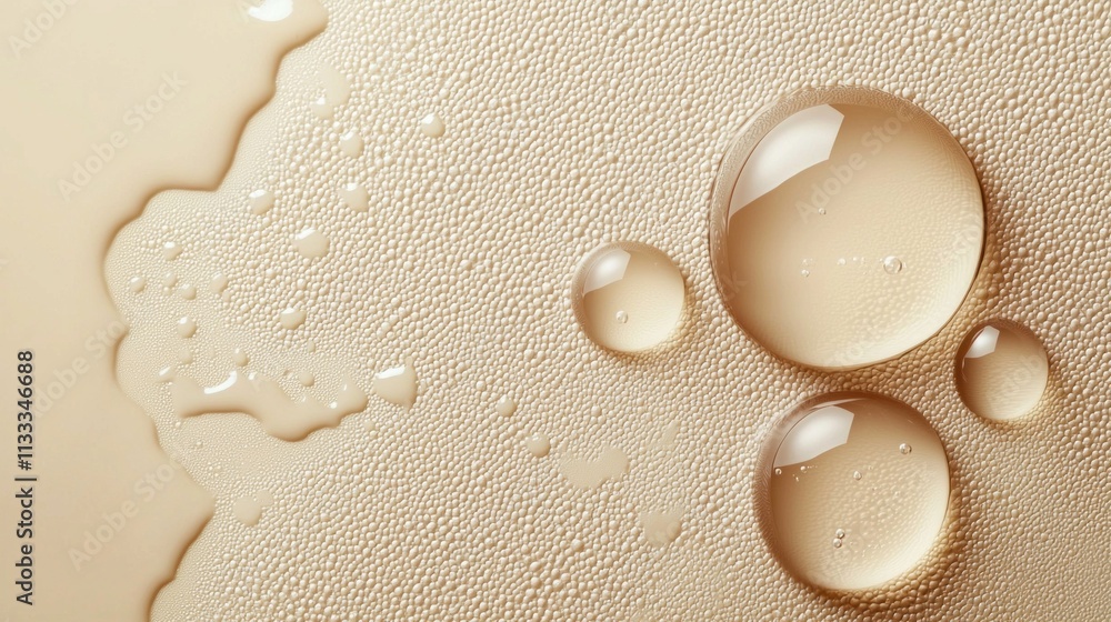 Poster three large round droplets capture light beautifully, resting on a soft surface that adds a peaceful