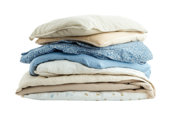 Cozy Bedding Set Featuring Text Lining on the Duvet and Pillowcases for a Modern Touch with isolated on transparent background