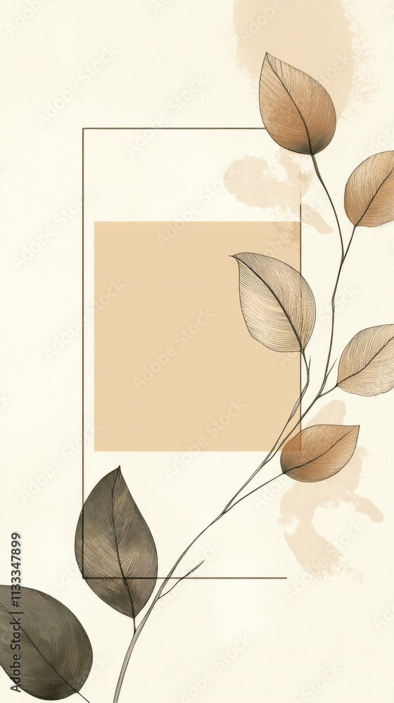 Poster a tranquil background highlights subtle tones of brown, framing a central area perfect for text or a