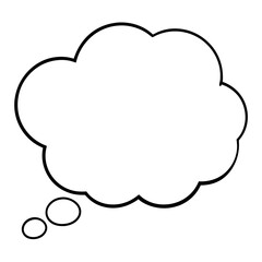 Minimalist Line Art Thought Bubble Black Vector Thinking Cloud Illustration