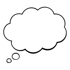 Fototapeta premium Minimalist Line Art Thought Bubble Black Vector Thinking Cloud Illustration