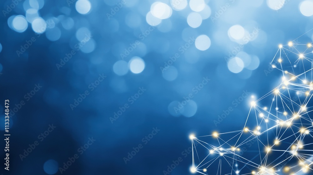 Aufkleber abstract network connection on blue bokeh background.