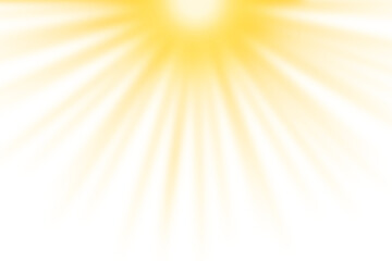 Yellow sparkle light effect isolated on transparent background. Glowing sun rays. Shining sun,...
