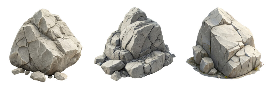 3D Model Cracked Rock Formation, Isolated on White Background, Game Asset, Realistic Texture,rock, 3D model, game asset