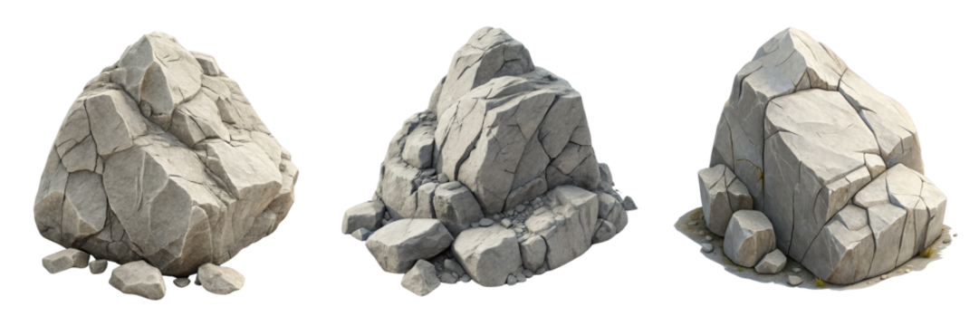 3D Model Cracked Rock Formation, Isolated on White Background, Game Asset, Realistic Texture,rock, 3D model, game asset