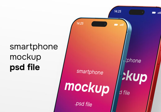 A realistic high resolution mockup 3D render set of a smartphone