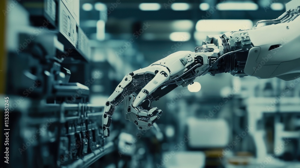 Poster robotic arm in a factory setting: automation and technological advancement