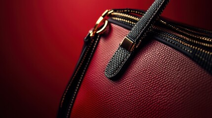 Elegant Red Leather Handbag: Close-Up Product Shot