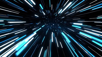 Sci-Fi Warp Speed Light Trails Blue Streaks Motion Visual : Generative AI