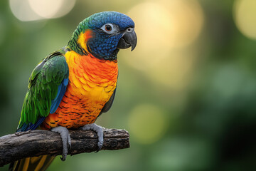 Obraz premium Vibrant Parrot Perched on a Tree Branch