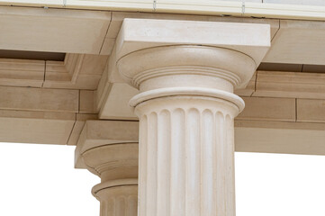 Architectural construction with columns on white