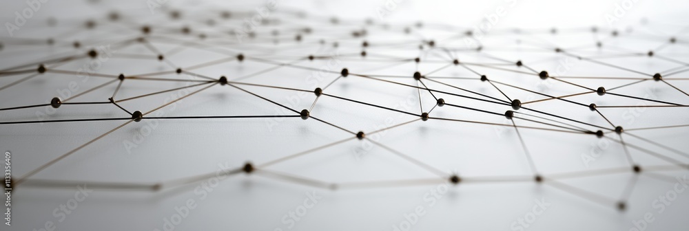Poster Complex network design with connecting lines and nodes provides an ideal canvas for conveying messages about digital communication. Generative AI