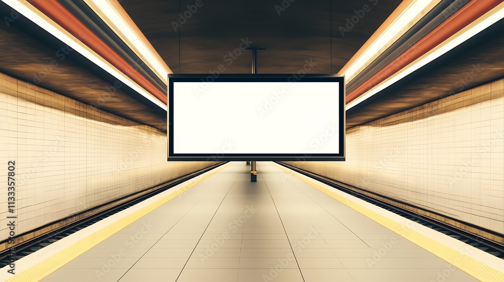 Leinwandbilder minimalist subway platform with wide space and modern design : generative ai