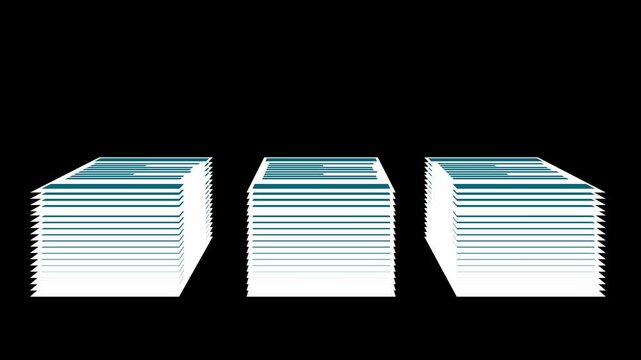 Animation of Stack Paper Documents Dropping Piling Up 4K 