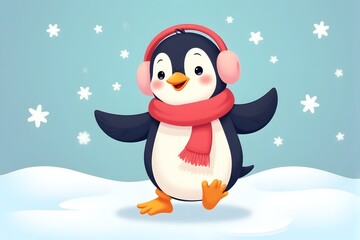 Fototapeta premium Penguin's Winter Dance Party