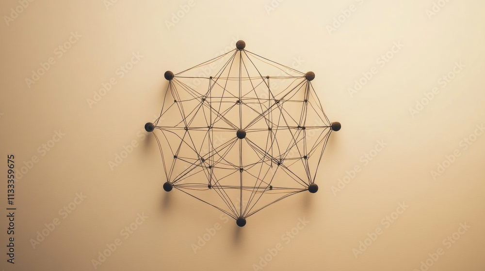 Poster Symbol of interconnected lines against a plain background, providing open space for customizable text or messaging. Generative AI