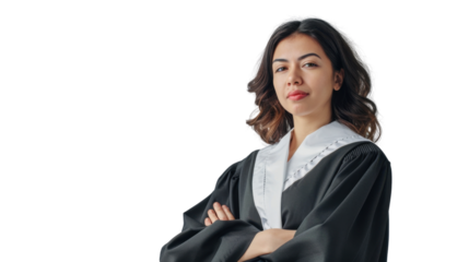 Mexican young female judge on white background