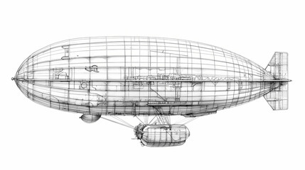 Obraz premium detailed pencil sketch airship
