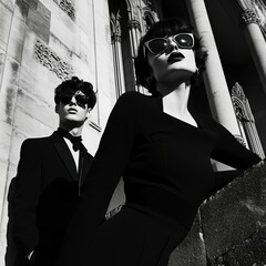 Stylish Duo in Black and White Fashion

