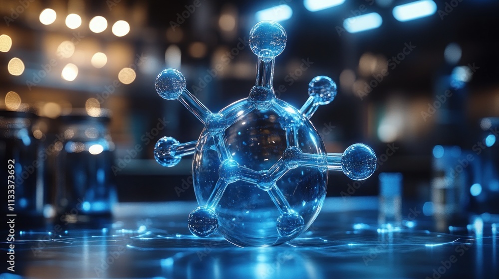 Aufkleber a 3d representation of a molecular structure illuminated in a scientific setting.