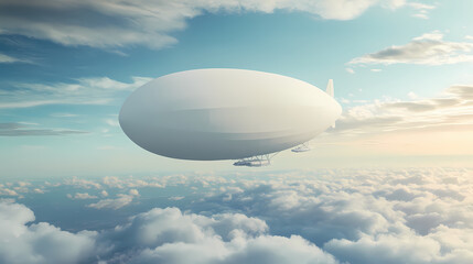 Advertising balloon dirigible aerostat white blank template Zeppelin. Illustration