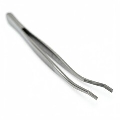 isolate tweezers on white background, Dentist tools, you cando it transparent, Little metal hair tweezers isolated over white background, a Medical image of metallic tweezers close-up, realistic metal