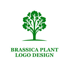Obraz premium Green Brassica Plant Logo Design with Stylized Leaves and Fields - Eco-Friendly Branding Concept