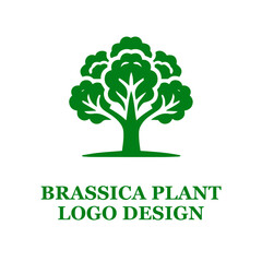 Obraz premium Green Brassica Plant Logo Design with Stylized Leaves and Fields - Eco-Friendly Branding Concept