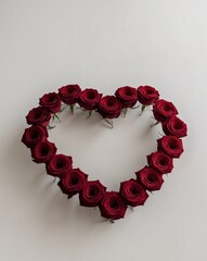 Obraz premium Stunning Red Roses Forming a Heart for Wedding and Love Projects