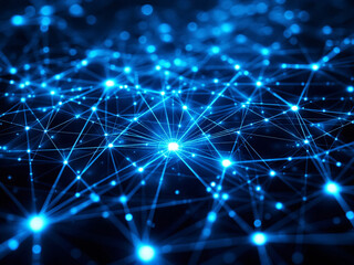 Fototapeta premium Network, Connections, Glowing, Dots, Lines, Nodes, Digital, Technology, Web, Internet, Data, Communication, Futuristic, Abstract, Cyberspace, Neon, Bright, Dark Background, High-Tech, Modern, 