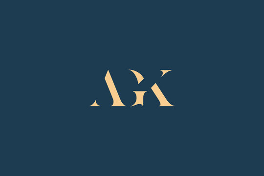 AGK abstract letter logo design. This logo is designed by three abstract letters.