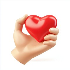 3d Mesh Style Emoji: Male Hand Gesture I Love You With Red Heart On White Background For Web, Poster, Print Illustration.