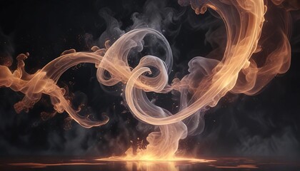 Ethereal smoke swirls in a mesmerizing dance across a glowing abstract background, vibrant, smoke, psychedelic