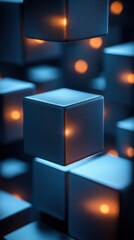 Obraz premium A digital composition of illuminated cubes creating a futuristic ambiance.