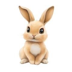 Obraz premium A charming bunny with expressive eyes sitting on a plain background, embodying cuteness and curiosity, A charming bunny with expressive eyes isolated, transparent background.