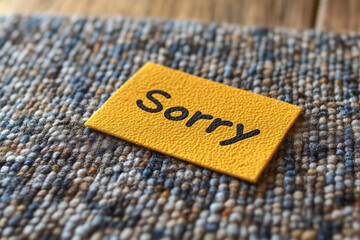 Expressing heartfelt apology on a yellow sticky note in a cozy setting