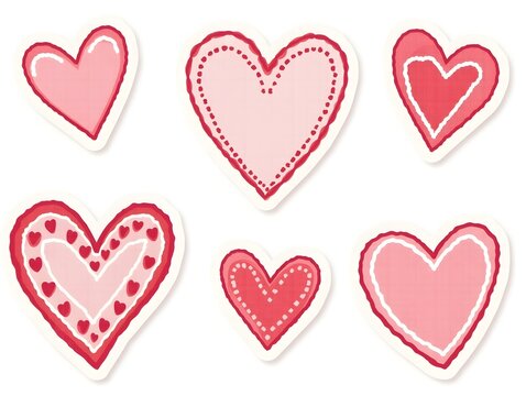 Set of Hand Drawn Valentine Heart Sticker