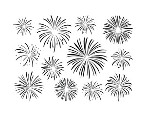 Elegant Fireworks Silhouette Collection Vector Template