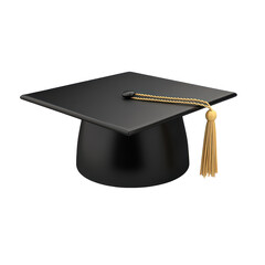 Cartoon-style graduation cap on a clean transparent background perfect for academic celebrations and graduation announcements, 3D Cartoon Graduation Cap on transparent background