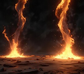 Fototapeta premium Flickering embers dance across the dark canvas, mystique, intimacy, fire