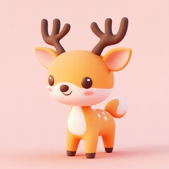 Obraz premium Cute 3D Christmas Deer Icon with Festive and Adorable Design, Perfect for Holiday Themes